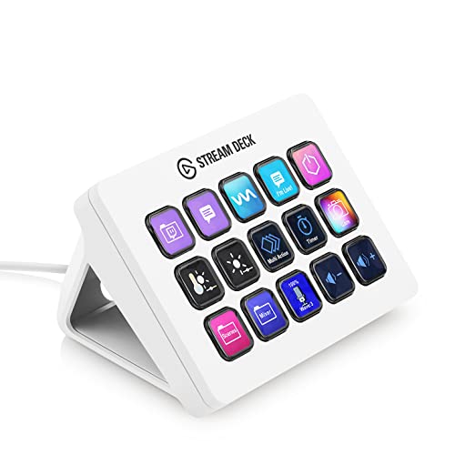 Elgato Stream Deck MK.2 – Studio Controller, 15 Macro Keys, Trigger Actions in apps and Software Like OBS, Twitch, YouTube and More, Works with Mac and PC - White