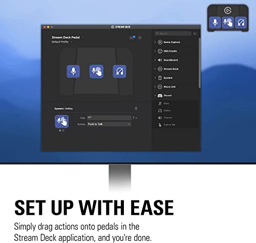 Elgato Stream Deck Pedal – Hands-Free Studio Controller, 3 Macro footswitches, Trigger Actions in apps and Software Like OBS, Twitch, YouTube and More, Works with Mac and PC
