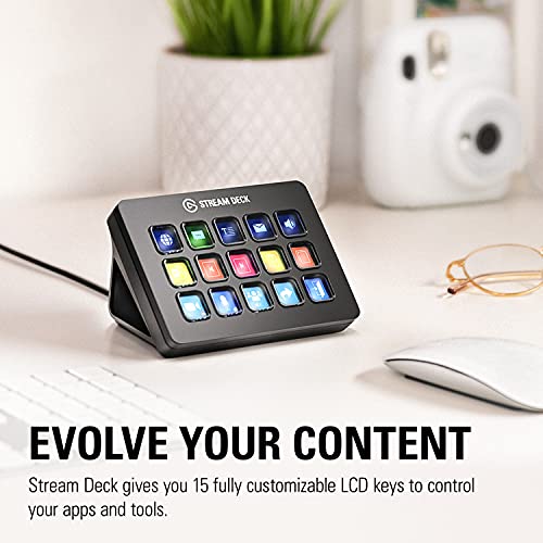 Elgato Stream Deck MK.2 + Facecam Bundle | Studio Controller, 15 Macro Keys, Trigger Actions in apps and Software Like OBS & Facecam - 1080p60 Full HD Webcam for Video Conferencing, Gaming, Streaming, Sony Sensor,