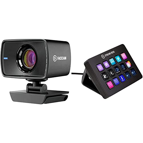 Elgato Stream Deck MK.2 + Facecam Bundle | Studio Controller, 15 Macro Keys, Trigger Actions in apps and Software Like OBS & Facecam - 1080p60 Full HD Webcam for Video Conferencing, Gaming, Streaming, Sony Sensor,