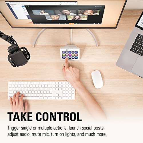 Elgato Stream Deck MK.2 – Studio Controller, 15 Macro Keys, Trigger Actions in apps and Software Like OBS, Twitch, YouTube and More, Works with Mac and PC - White