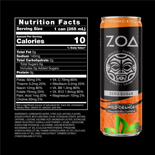 ZOA Sugar-Free Energy Drink Variety Pack | 12 Fl Oz (Pack of 36)