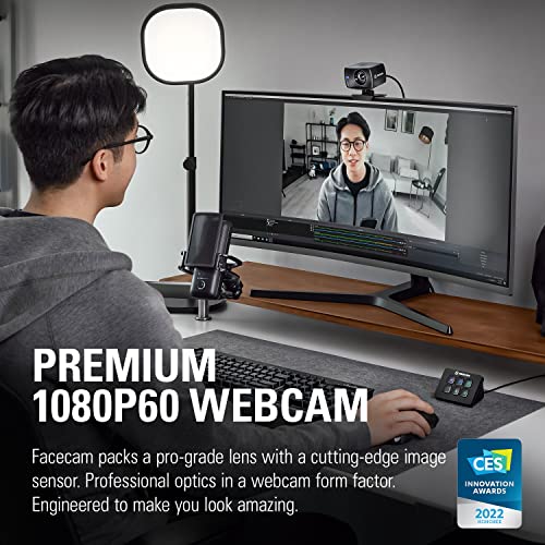 Elgato Stream Deck MK.2 + Facecam Bundle | Studio Controller, 15 Macro Keys, Trigger Actions in apps and Software Like OBS & Facecam - 1080p60 Full HD Webcam for Video Conferencing, Gaming, Streaming, Sony Sensor,